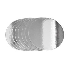 Cake Board rond 20 cm glans zilver 2,5mm 8st